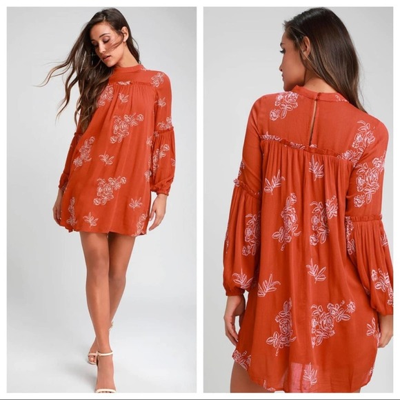 Lulus No One Quite Like You Shift Dress Orange M - Picture 13 of 13